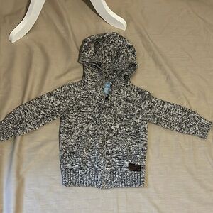 Baby Gap zip up cardigan grey white knit Sz 18-24 months EUC Unisex